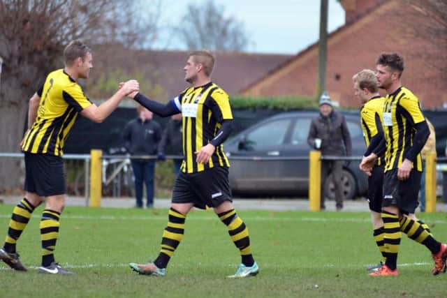 Josh Ford scored the only goal for Holbeach against Harborough.