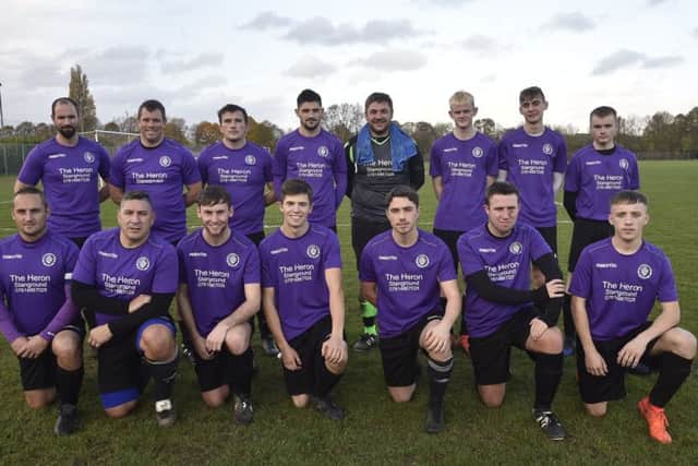 Unbeaten Stanground Sports before a 5-2 win over Leverington Sports A in Division Five of the Peterborough League, back, left to right, Sean McStay, Peter Simpson, Sam Sheppard, Ricki Goodale, Ryan Venters, Oliver Reed, Jordan Venters, Louis Newman, front, Lee Goodes, Wayne Wright, Connor Baker, Harry Bellamy, Jack Minchella, Luke Saunders, Matthew Robinson. Photo: David Lowndes.