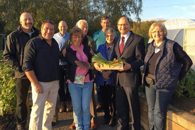 Shailesh Vara MP with Cllr. Kevin Gulson and Allotmenteers from Yaxley Community Allotments