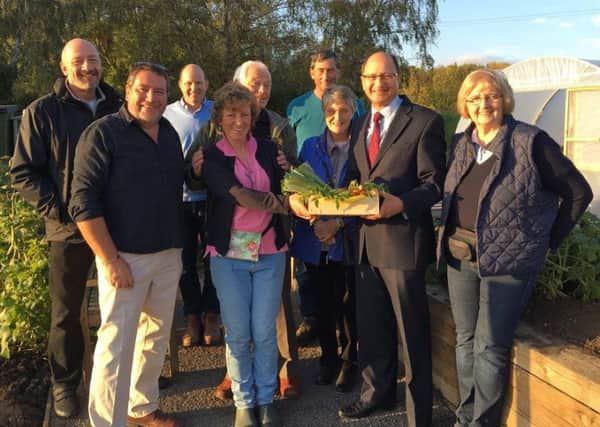 Shailesh Vara MP with Cllr. Kevin Gulson and Allotmenteers from Yaxley Community Allotments