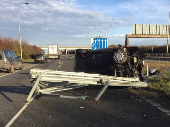 The scene of the crash on the A14/A1M Spur. Photo: @roadpoliceBCH