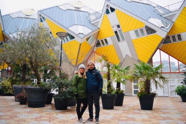 Cuboid houses which people live in. Rotterdam, Netherlands