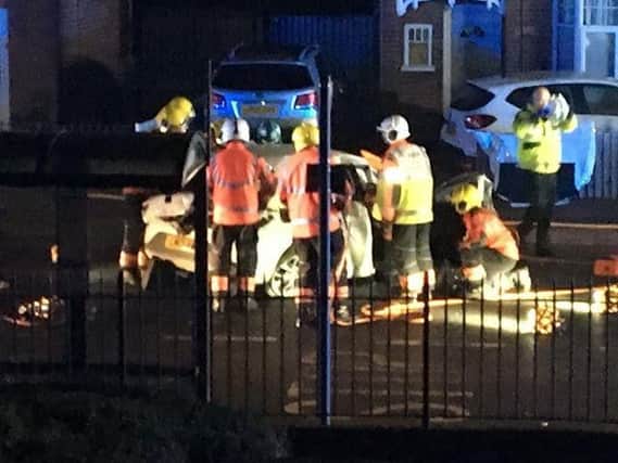 The scene of the crash in Fletton Avenue, Peterborough. Photo: John Antoine Lee