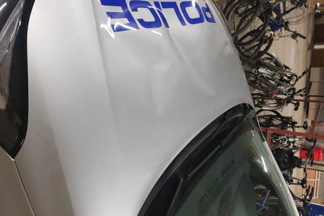The damaged vehicle