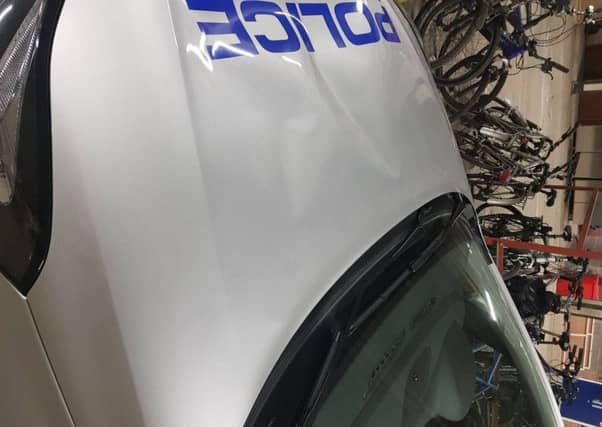 The damaged vehicle