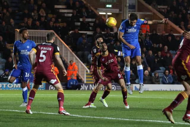 Action from Posh v Bradford City on November 17.