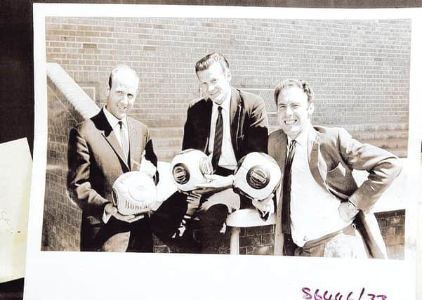 Jim Iley (left) with former Posh players Billy Hails (centre) and Jim Walker.