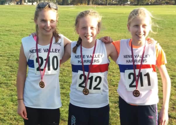 Bronze medal winners Matilda Halford, Eliza Mardon and Evie Hemmings.
