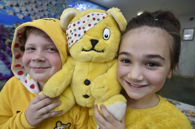 Pupils at Woodston primary school taking part in Children in Need 2018 -  Freddie Cairns and Ella Putland EMN-181116-160147009