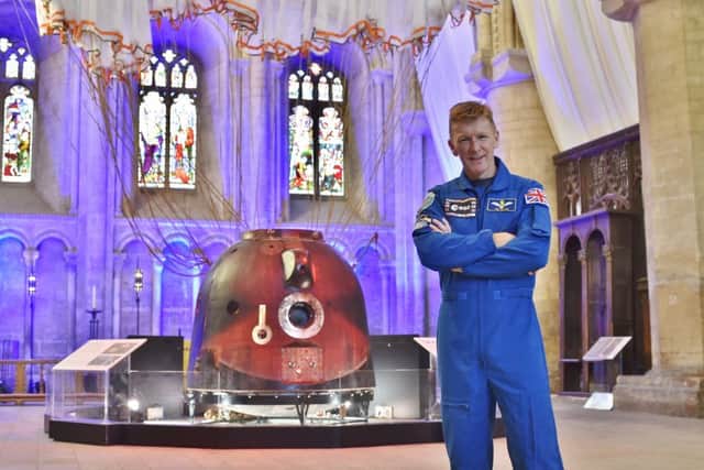 Tim Peake space capsule at Peterborough Cathedral EMN-181108-162606009