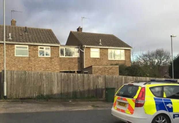 Police at the scene in Wykes Road, Yaxley