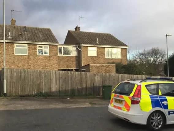 Police at the scene in Wykes Road, Yaxley