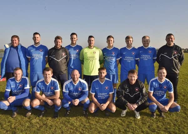 Whittlesey Athletic before their 3-3 draw with Long Sutton in the Peterborough Premier League, back row, left to right, John Careless, Lewis Cook, Ricky Hailstone, Kyle Sansom, Jordan Lea, Harry Jenkins, Ollie Long, Jack Carter, Kev Gilbert, front, Lee Colbert, Aaron Dunmore, Dave Kilby, Dan Redhead, Simon Flanz, Jamie Darlow. Photo: David Lowndes.