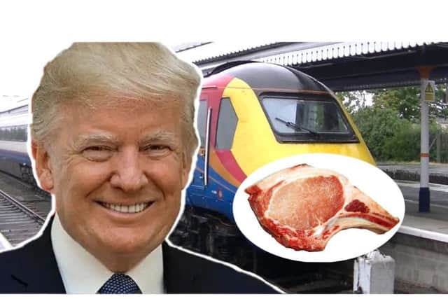 A cardboard cut-out of Donald Trump and a pork chop are some of the bizarre items left behind by passengers of East Midlands Trains in 2017.