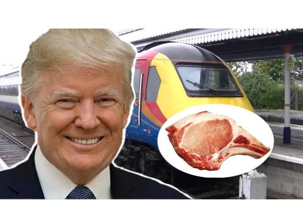 A cardboard cut-out of Donald Trump and a pork chop are some of the bizarre items left behind by passengers of East Midlands Trains in 2017.