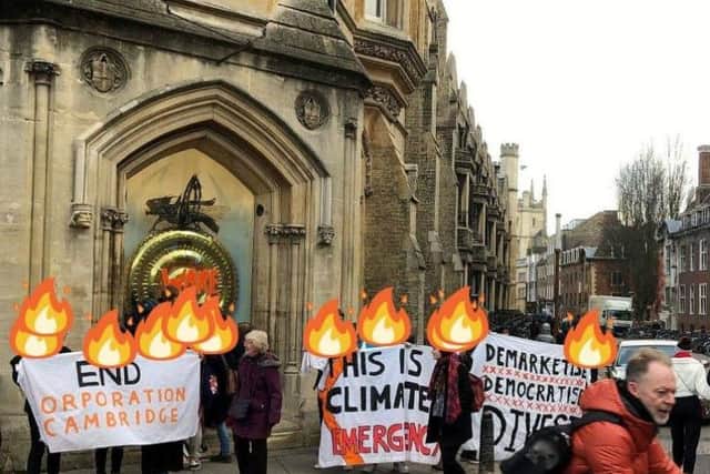 Climate change activists in Cambridge. Photo: SWNS