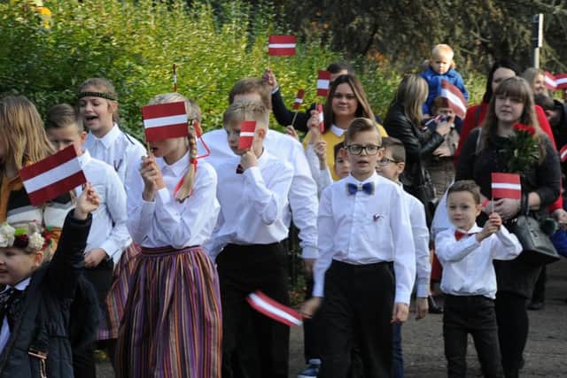 A procession to celebrate Latvian Independence Day