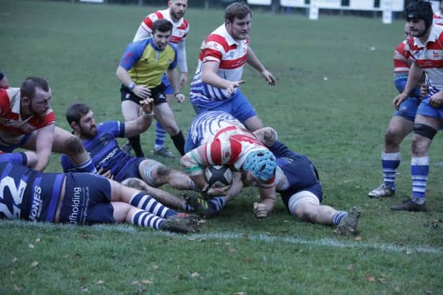 Tom Lewis scores the winning try. Picture: Mick Sutterby