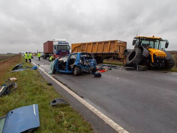 The scene of the crash on the A141 today. Photo: Terry Harris