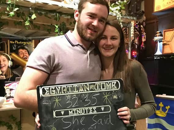 Martin Rooney, 23, spent weeks meticulously preparing to pop the big question to his partner-of-three-years Emma Littler. Photo: SWNS