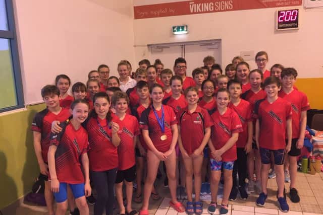 The victorious Deepings Swimming Club squad at the Boston Open Meet.