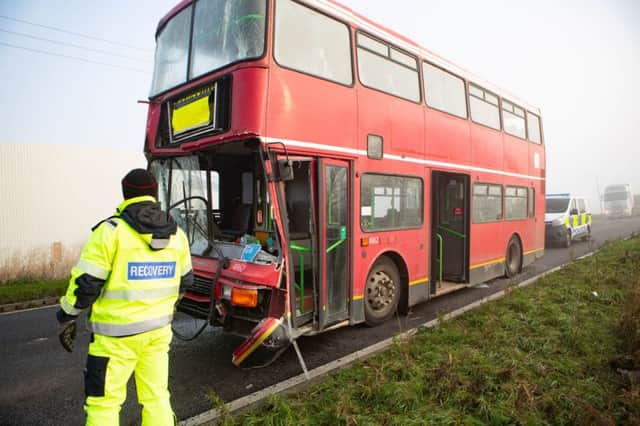 A bus and lorry collision on the A47 at Thorney Toll earlier this month. Photo: Terry Harris