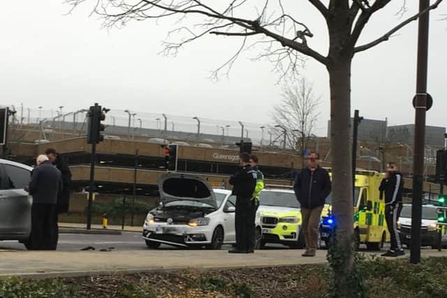 The scene of the crash in Peterborough city centre