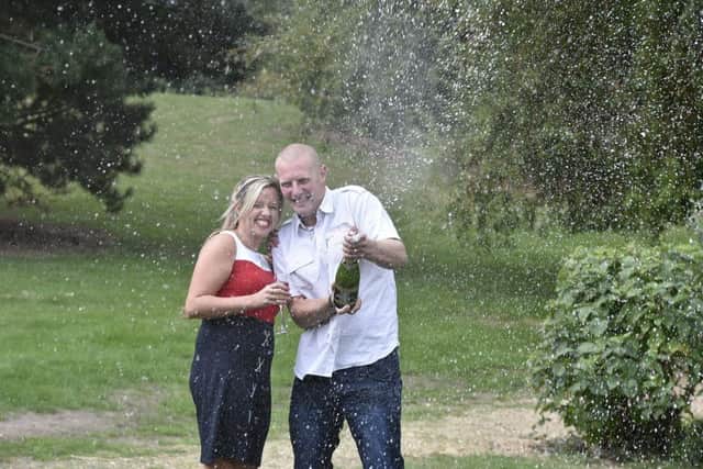 Charlotte and Daniel celebrate their lottery win