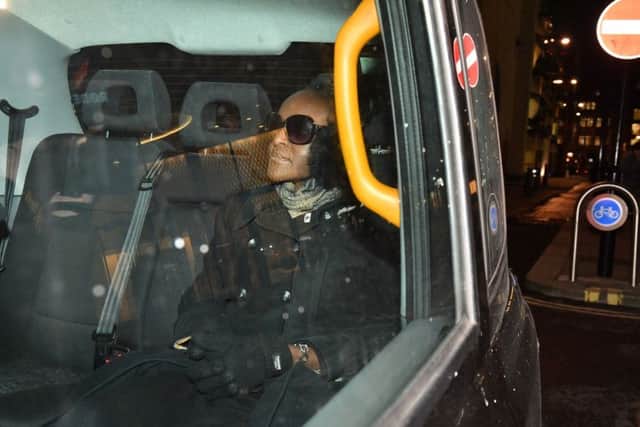 Peterborough MP Fiona Onasanya departs by taxi from the Old Bailey in central London after she was found guilty of perverting the course of justice following a retrial for lying to police to avoid a speeding charge. Picture: Dominic Lipinski/PA Wire