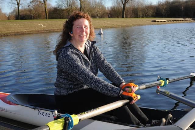 Visually impaired  sculler Kathryn Lindgren at Peterborough City Rowing club course at Thorpe Meadows. EMN-181217-153459009