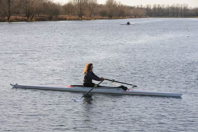 Visually impaired  sculler Kathryn Lindgren at Peterborough City Rowing club course at Thorpe Meadows. EMN-181217-153510009