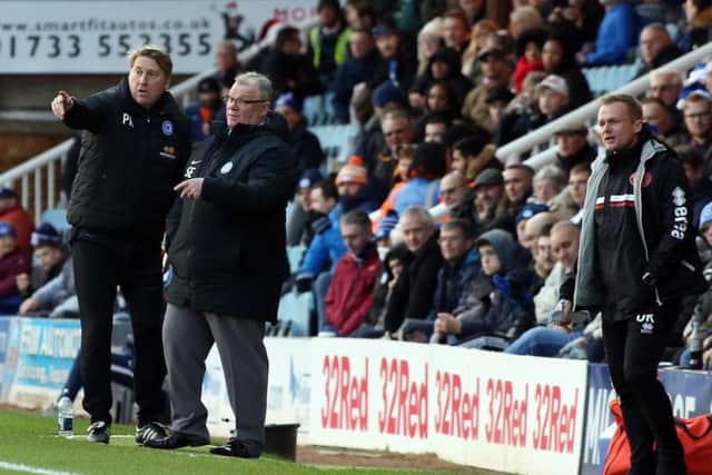 Posh boss Steve Evans watching the 1-1 draw with Walsall. Photo: Joe Dent/theposh.com.
