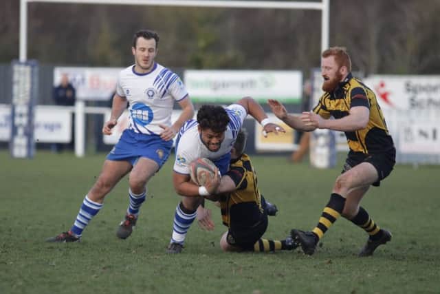 Suva Ma'asi attempts to make headway for the Lions at Hinckley. Picture: Mick Sutterby