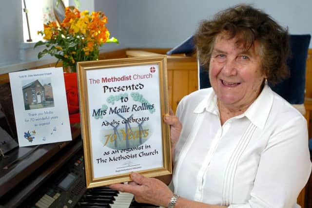 Mollie Rollins celebrates 70 years as the organist at Tydd St Giles Methodist Chapel. ANL-140904-152639001