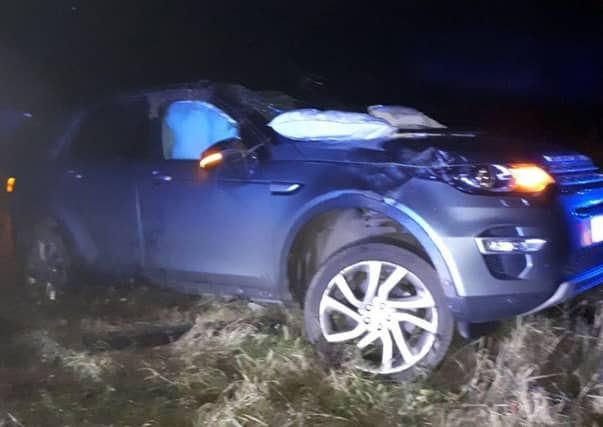 The car which rolled over on the A47. Photo: BCH Road Policing Unit