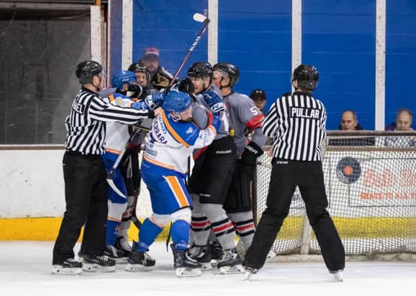The Phanroms v Basingstoke game was a fractious affair with several confrontations in the first period. Picture: Tom Scott