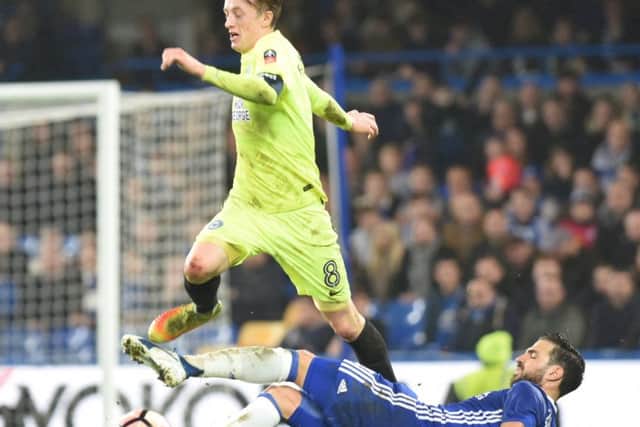 Action from Che;sea v Posh at Stamford Bridge in 2017.