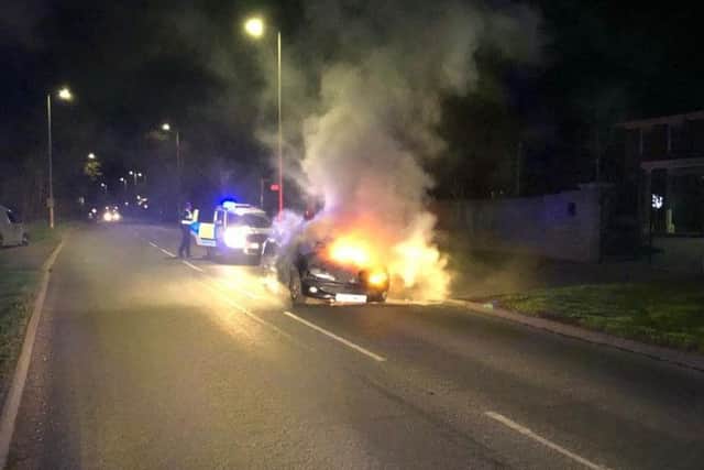 The scene of the fire and arrest. Photo: @Pborocops
