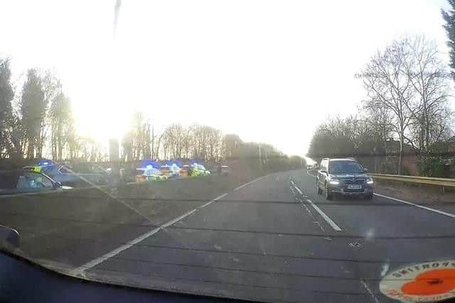 Police at the incident on the A47. Photo: Laura Neilson