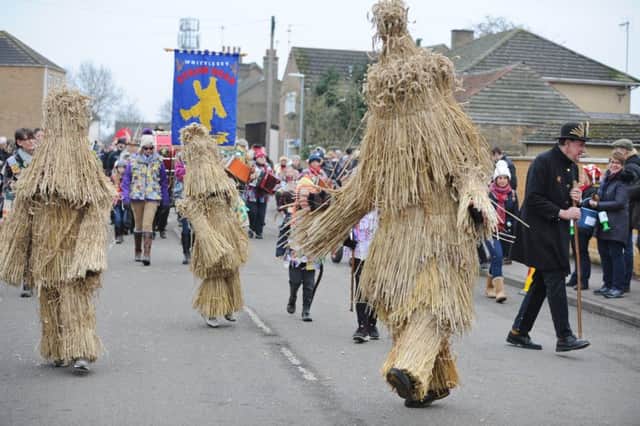 Straw Bear Festival 2018 at Whittlesey.  Straw Bear leads the parade EMN-180113-180304009