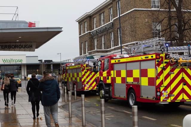 The emergency services at the station. Photo: Terry Harris