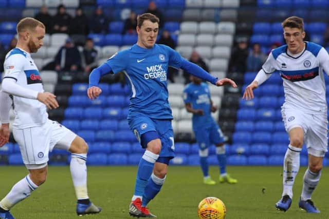 Callum Cooke of Peterborough United in action against Rochdale. Photo: Joe Dent/theposh.com.