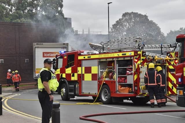 An Iceland lorry on fire near the Rivergate roundabout in 2018