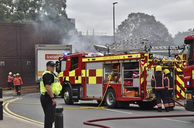 An Iceland lorry on fire near the Rivergate roundabout in 2018
