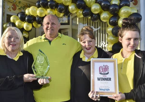 Cafe  of the Year winners at the Honey Bee's cafe at Paston Lane. Gina and Tony Setchfield with Katie Briscoe and Ava Setchfield. EMN-190115-112733009