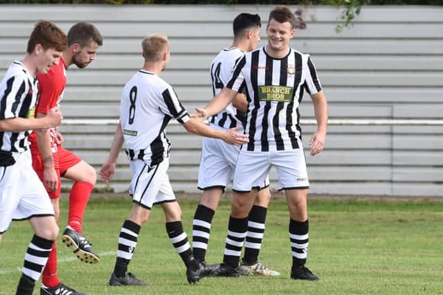 James Hill-Seekings (right) scored twice for Peterborough Northern Star at Potton.