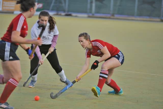 City of Peterborough Ladies seconds (red) in action.