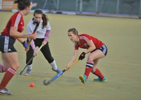 City of Peterborough Ladies seconds (red) in action.
