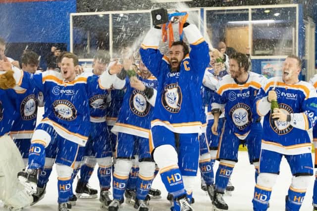 Peterborough Phantoms celebrate Autumn Cup success.