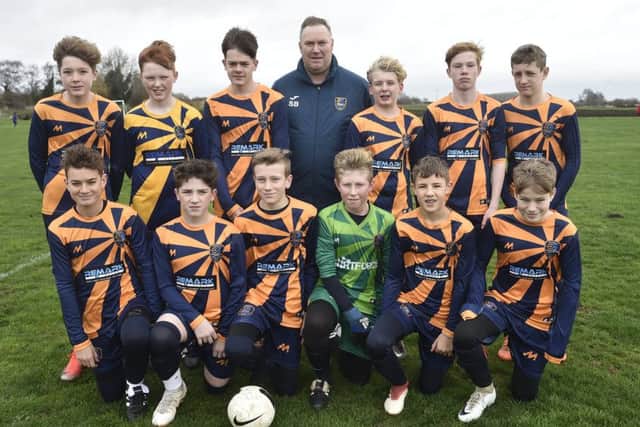 Pictured is the Glinton and Northborough Amber Under 14 team beaten 5-1 by Yaxley. They are from the left,  back, Eden Spooner, Freddie Butcher, Nathan Whitfield, Simon Butcher, Ben Hutson, Archie East, Harvey Robertson, front, Louis Diemh, Daniel Richmond, Luke ODonnell, Harvey Hutchings, Jamie Nixon and Finlay Hopkins.